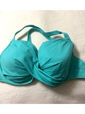Bleu Rod Beattie Twisted Front Underwire Bikini Teal, NWT sz 38D